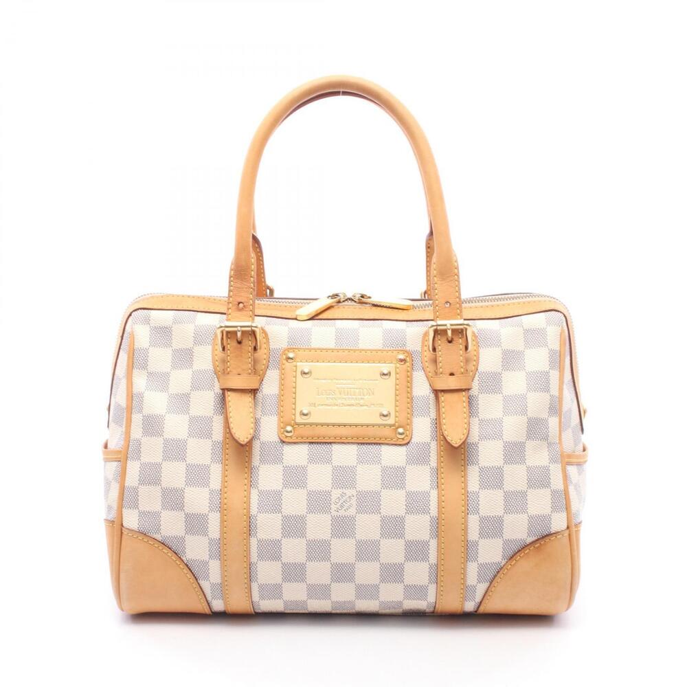 Louis Vuitton Berkeley Damier Azur White Handbag Canvas Leather White